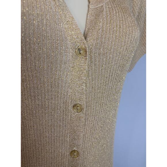 Muche & Muchette Gold Metallic Button Front Maxi Dress Beach Vacation XS/S - Picture 6 of 11